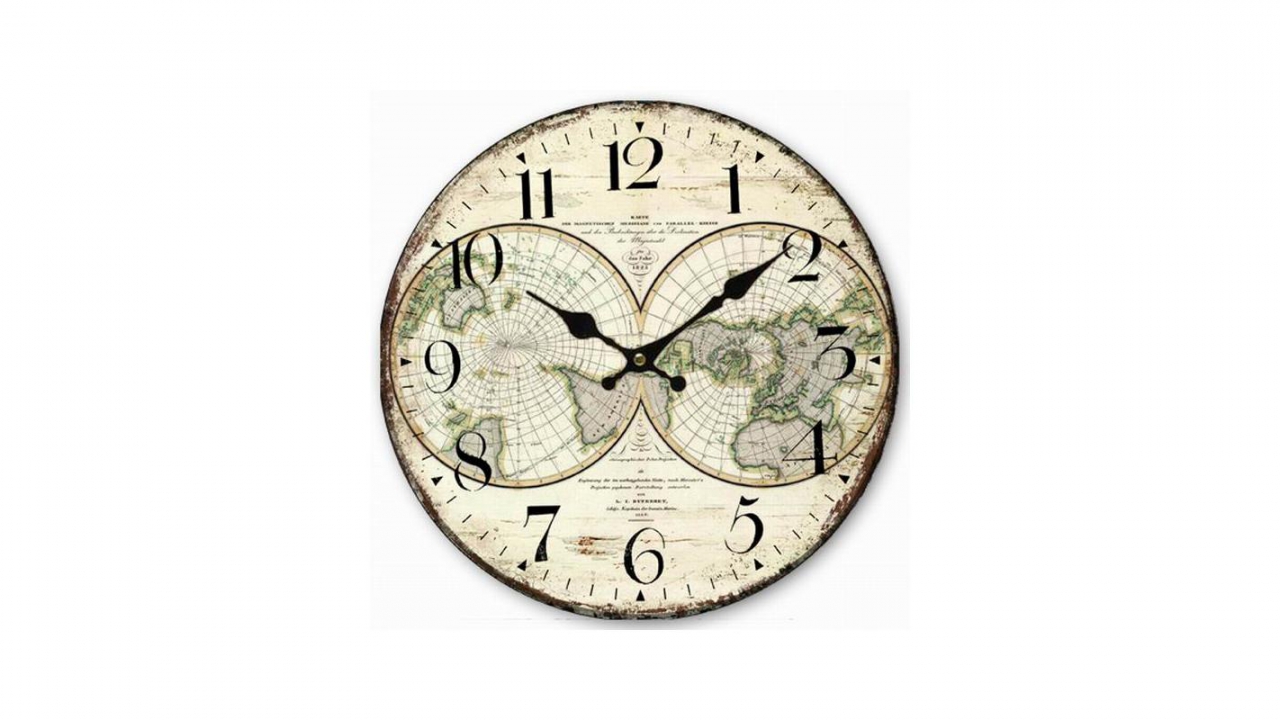 Horloge murale vintage, Carte du monde | Cadeaux24