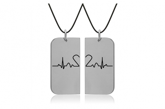 Paarkette Edelstahl - mit Gravur  