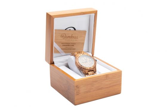 Bambuu Holzuhr - Zebrano ronda 1 