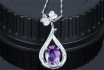 Silber Halskette - Purple Drops 2