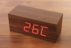 Réveil LED en bois - The Cube brun 1