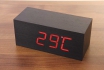 Réveil LED en bois Cube - noir 1