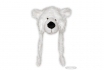 Eisbär Mütze  - weiß, mit Bärenkopf aus Velourplüsch 