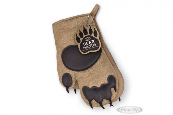 Gants pour le four pattes d'ours - marron, en coton, 2 parties  