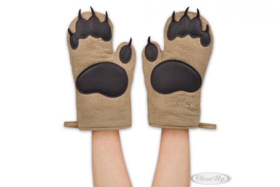 Gants pour le four pattes d'ours - marron, en coton, 2 parties 1 