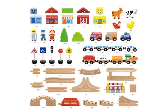 Holzeisenbahn-Set - 90 Teile 1 