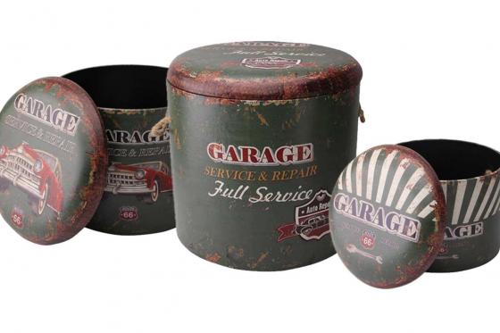 Sitzhocker Vintage - 3er Set  