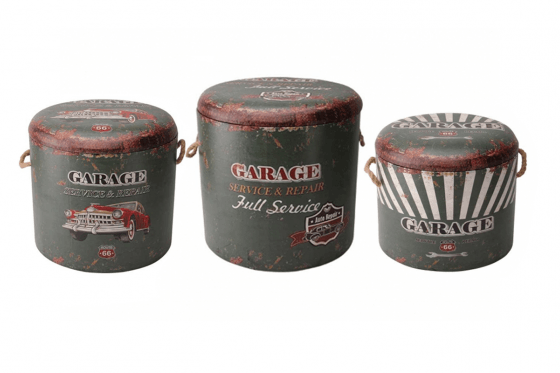 Sitzhocker Vintage - 3er Set 1 