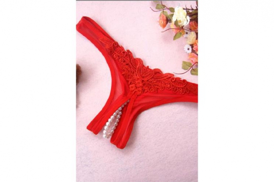 String rouge - Avec des perles  