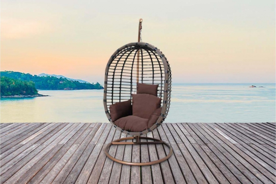 Fauteuil oeuf suspendu en rotin - inclus: coussin  