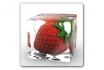 Image en verre - fraise dans un cube glacé - disponible en diverses tailles  1