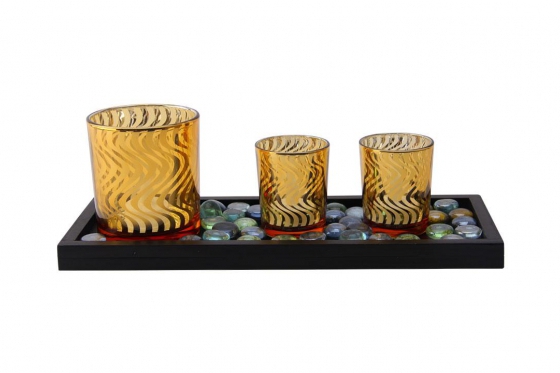 Set de bougeoirs avec des bougies LED - 3 pièces 1 