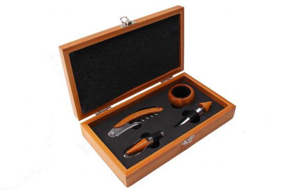 Wein Accessoire-Set - 5 teilig - aus Bambus  