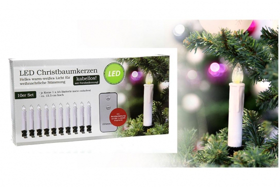 Bougie d'arbre de Noël LED - Set de 10  