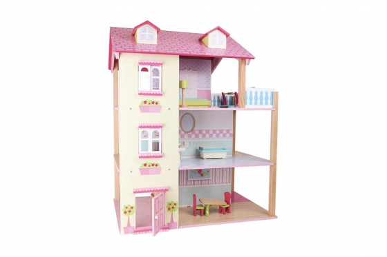Puppenhaus Rosa - aus Holz - Drehbar  
