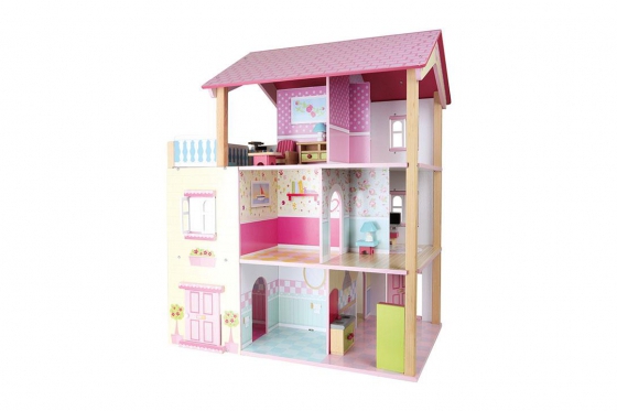 Puppenhaus Rosa - aus Holz - Drehbar 1 