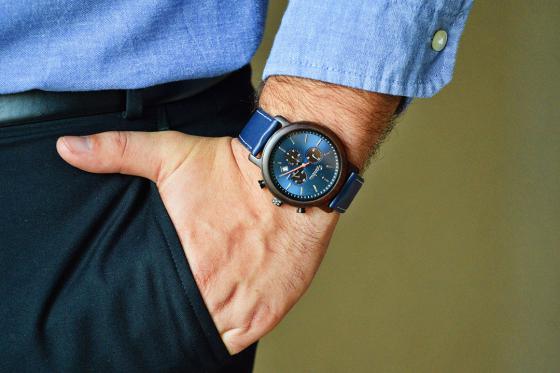 Montre en bois Bambuu - The Blue Chrono 3  Montre en bois Bambuu - The Blue Chrono 3