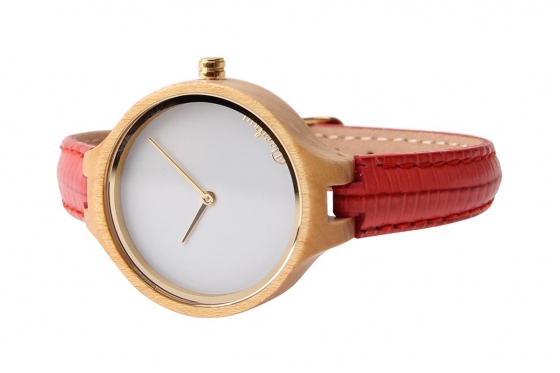 Bambuu Holzuhr - The Springtime Coral  2  Bambuu Holzuhr - The Springtime Coral  2