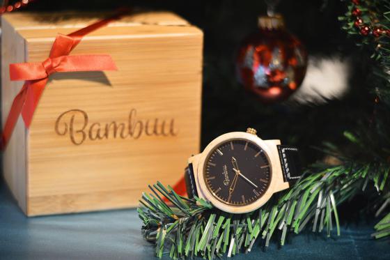 Bambuu Holzuhr - The Maple Black n White 4 