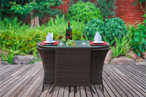 Ensemble table et chaise en rotin - Table + 2 chaises 1 