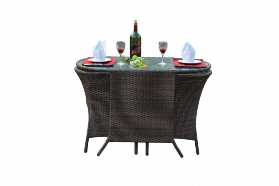 Ensemble table et chaise en rotin - Table + 2 chaises 2 