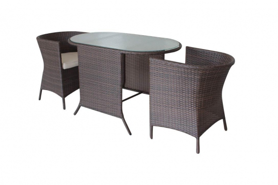 Ensemble table et chaise en rotin - Table + 2 chaises 3 