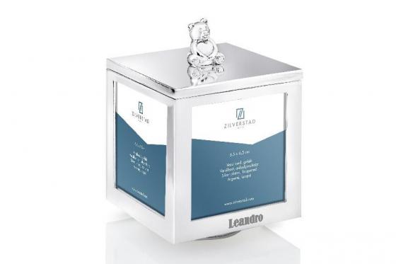 Boîte photos ours avec musique - argenté - avec gravure  