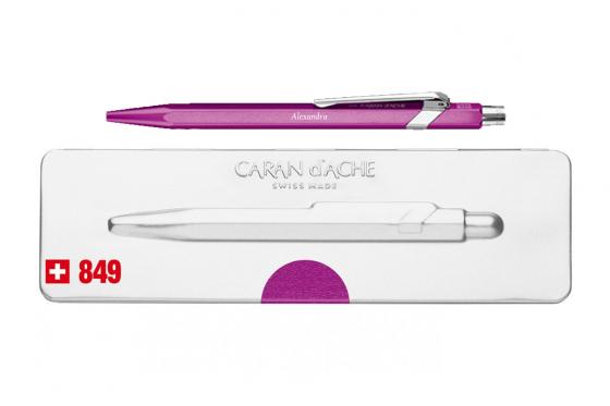 Stylo-bille Caran d'Ache - avec gravure - POPLINE violet métallique  