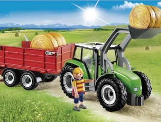 Playmobil Grand Tracteur avec remorque : : Jeux et Jouets