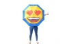 Parapluie bleu - Emoji avec yeux en forme de coeur 5