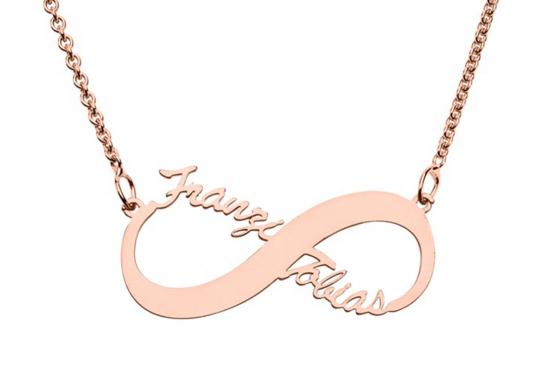 Chaîne doré rose Infinity - libre choix du nom  