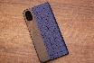 iPhone X Flip Case - en bois de Padouk et cuir bleu 1