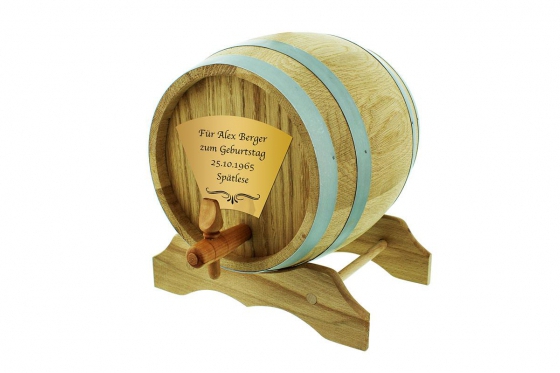 Eichen-Holzfass   - 5 Liter, mit Gravur  