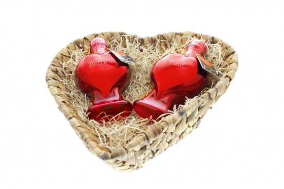 Herzflaschen-Duo - Sweet Cherry - mit Gravur  