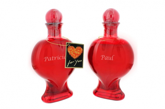 Herzflaschen-Duo - Sweet Cherry - mit Gravur 1 