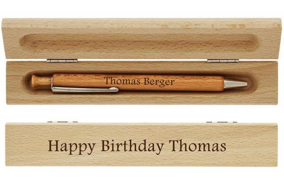 Stylo bille en bois - avec gravure 2 