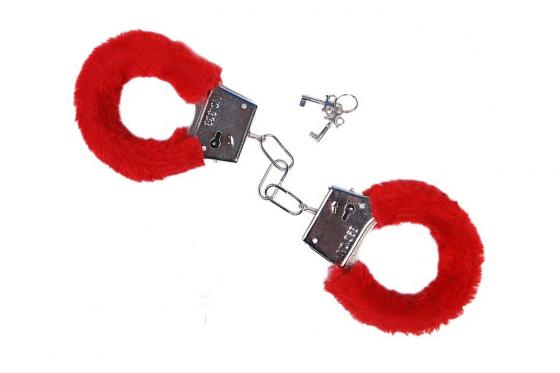 Plüsch-Handschellen - Rot  