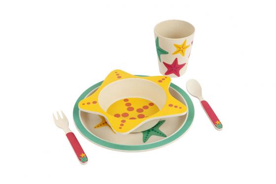 Kindergeschirr-Set Seestern - 5-teilig aus Bambusfaser 1 