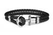Bracelet Paul Hewitt - Leather Phrep Silver Anchor Black - T. S 
