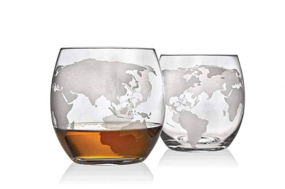 Glaskaraffe Globus - inkl. 2 Whiskeygläsern 1 