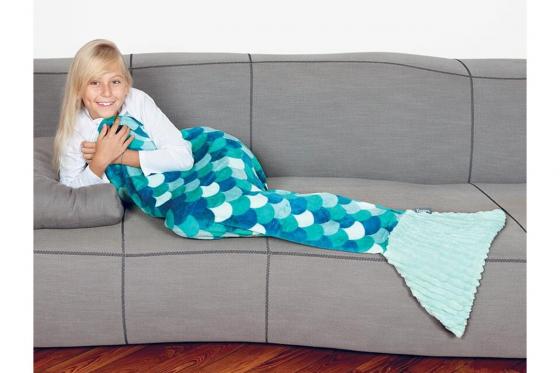 Kuscheldecke Meerjungfrau - für Kinder - blau  