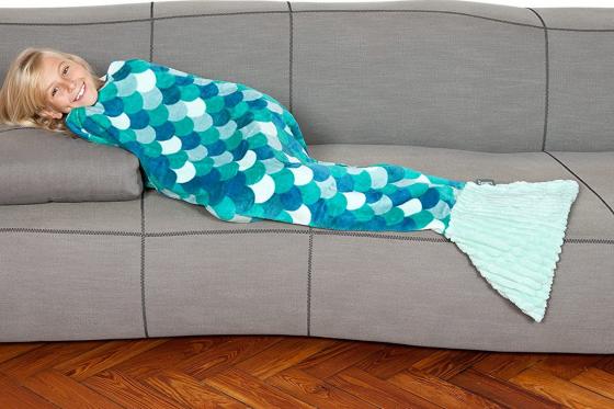 Kuscheldecke Meerjungfrau - für Kinder - blau 1 