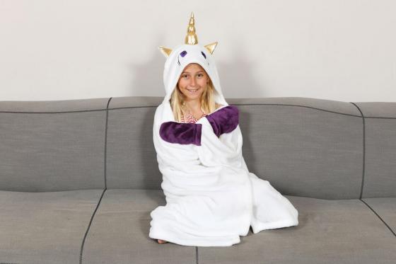Kuscheldecke Einhorn - mit Kapuze   