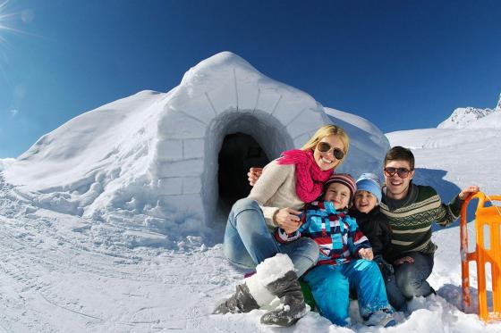 Iglu Übernachtung Family - für 1 Kind und 2 Erwachsene inkl. Fondue & Schneeschuhtour 2 
