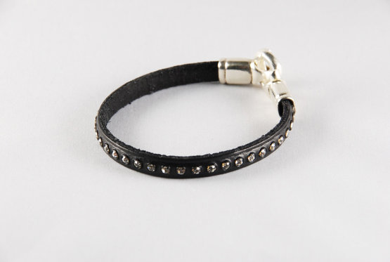 Leder Armband - mit Swarovski-Kristallen  