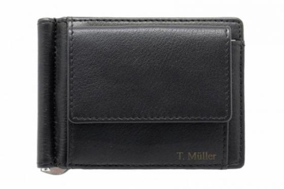 Porte-monnaie en cuir - Noir, Personnalisable  