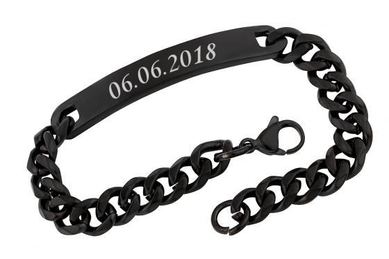 Edelstahl Armband Schwarz - mit Gravur  