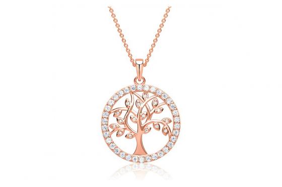 Collier en argent 925 plaqué or - Chaîne avec pendentif arbre de vie  