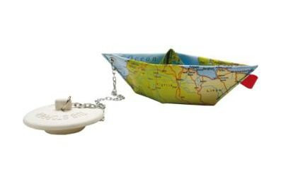 ausverkauft Badewannenstöpsel - Faltboot mit Weltkarte  