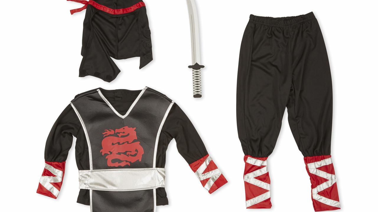 Karneval-Klamotten Kostüm Samurai Krieger Mit Maske Leuchtende Augen, Kinderkostüm Ninja Kämpfer Junge, Faschingskostüm, Karnevalskostüm